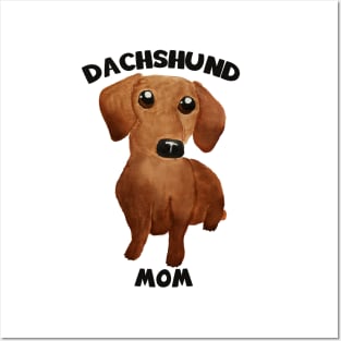 Watercolor cute dachshund puppy big eyes kawaii Posters and Art